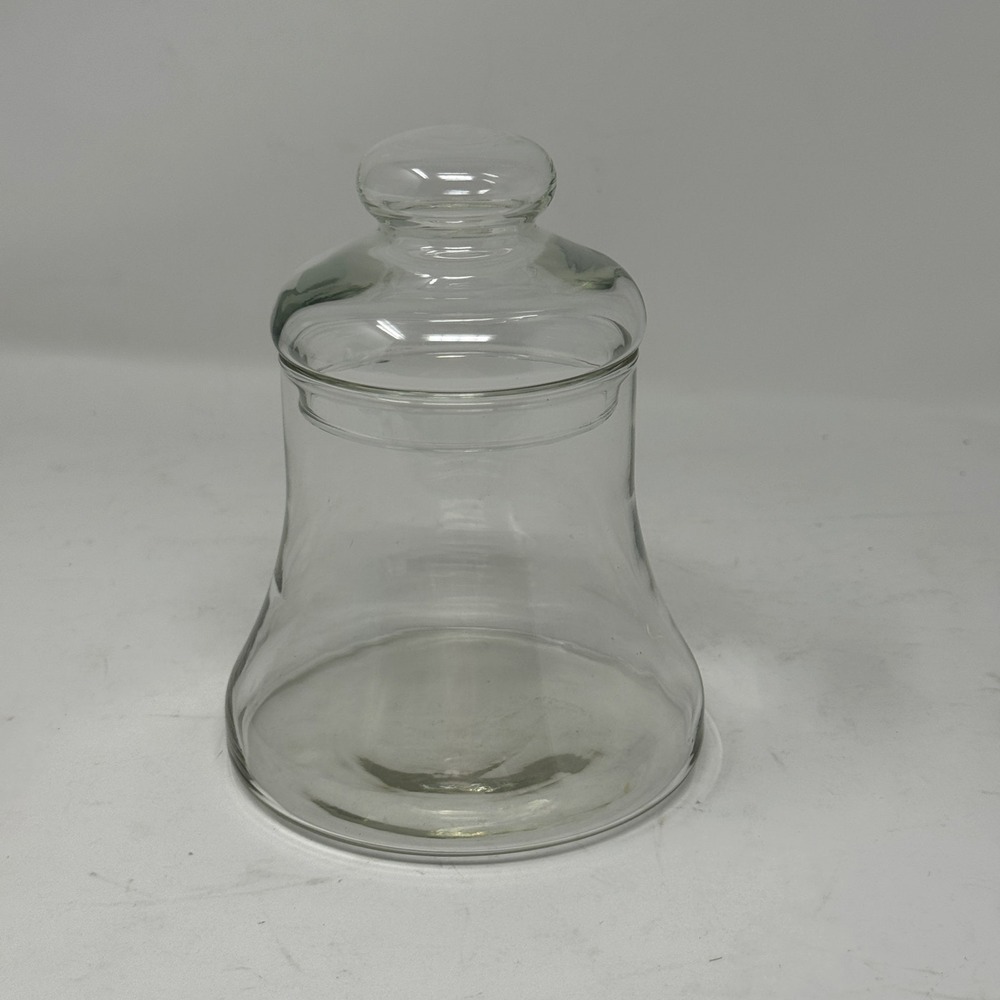 Clear‎ Glass Apothecary Jar W Lid Bell Shaped Decor Storage Canister Minimalist